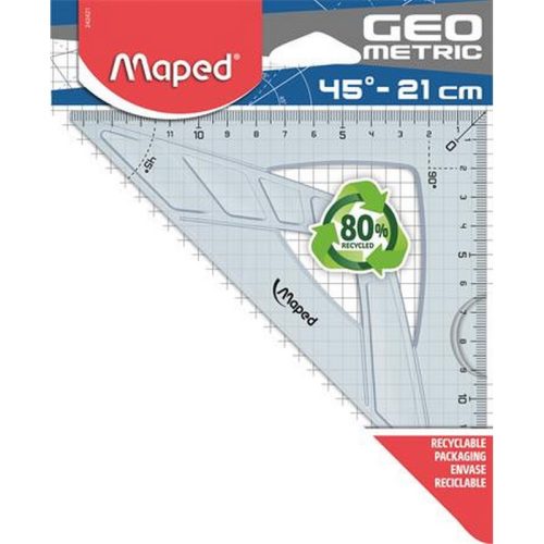 Háromszög vonalzó, műanyag, 45°, 21 cm, MAPED "Geometric"