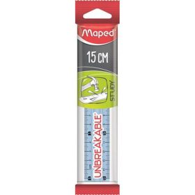   Vonalzó, műanyag, törhetetlen, 15 cm, MAPED "Study Unbreakable", vegyes színek