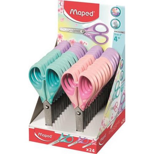 Olló display, iskolai, 13 cm, MAPED "Essentials Soft Pastel", pasztell színek