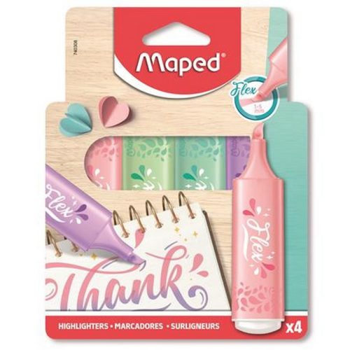 Szövegkiemelő készlet, 1-5 mm, MAPED "Fluo Peps Flex Pastel", pasztell szín, vegyes készle...
