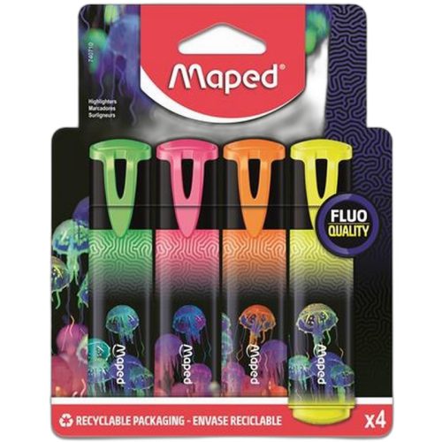 Szövegkiemelő készlet, 1-5 mm, MAPED "Deepsea Paradise Fluo Peps", 4 különböző szín