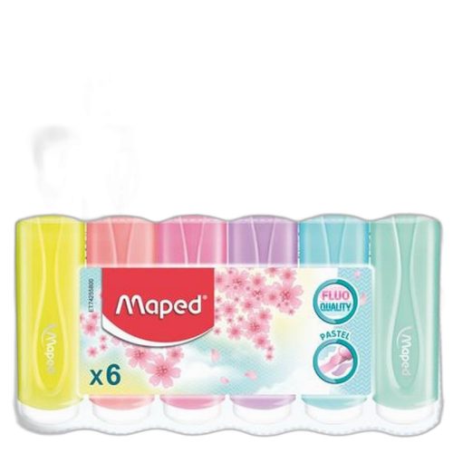 Szövegkiemelő készlet, 1-5 mm, MAPED "Fluo Peps Quality", 6 különböző pasztell szín