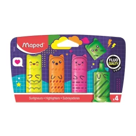   Szövegkiemelő készlet, 1-5 mm, MAPED „Fluo Peps Mini Kawaii”, 4 különböző szín