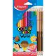 Színes ceruza készlet, háromszögletű, MAPED "Color'Peps World", 12 különböző szín + 3 kétv...