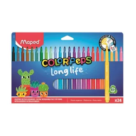   Filctoll készlet, 3,7 mm, kimosható, MAPED „Color'Peps Long Life 2”, 24 különböző szín