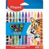  Filctoll készlet, 2,8 mm, kimosható, MAPED "Color'Peps Animals", 12 különböző szín