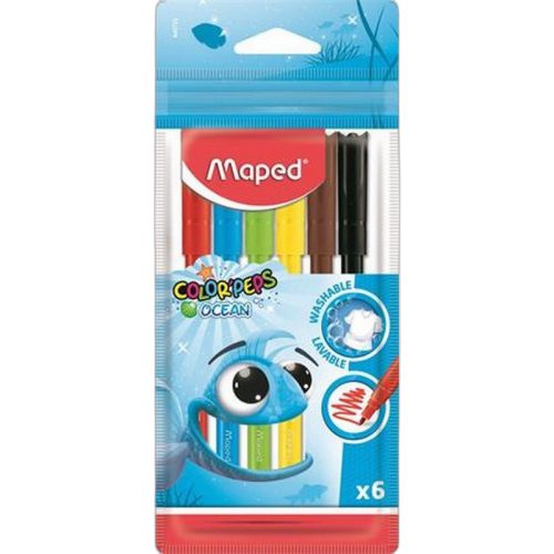 Filctoll készlet, 2 mm, kimosható, MAPED "Color'Peps Ocean", 6 különböző szín