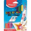   Filctoll készlet, 7,5 mm, kétvégű, MAPED "Color'Peps Duo Stamp" 8 különböző szín és minta