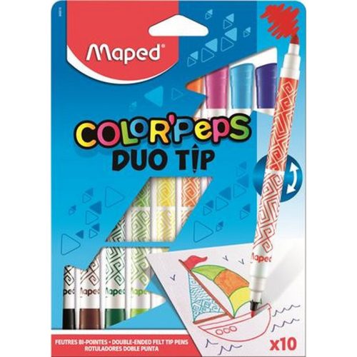 Filctoll készlet, MAPED "Color'Peps Duo Tip", 10 különböző szín