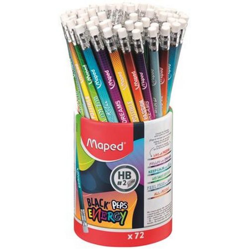 Grafitceruza radírral, ceruzatartó, HB, háromszögletű, MAPED "Black'Peps Energy", 6 különb...