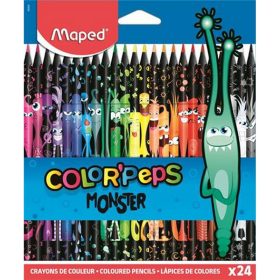   Színes ceruza készlet, háromszögletű, MAPED "Color'Peps Monster" 24 különböző szín