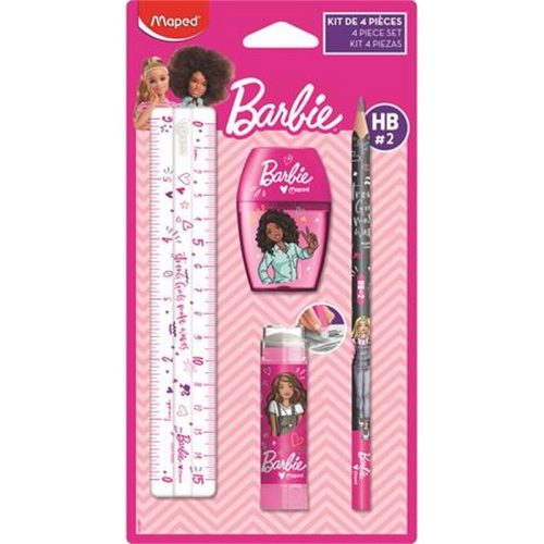 Írószer készlet, 4 darabos, MAPED "Barbie"