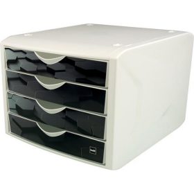   Irattároló, műanyag, 4 fiókos, HELIT "Chameleon", fekete