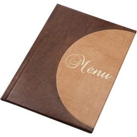   Étlaptartó, A4, bőrhatású, PANTA PLAST "Félkör Menu", sötétbarna-világos barna