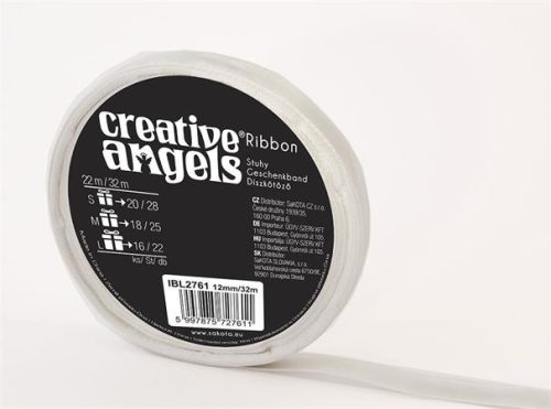 Szatén szalag, 12 mm x 32 m, ezüst