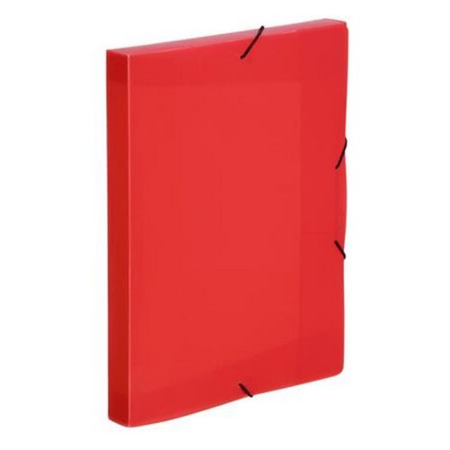 Gumis mappa, 30 mm, PP, A4, VIQUEL "Coolbox", áttetsző piros