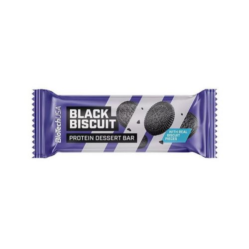 Fehérjeszelet, gluténmentes, 50g, BIOTECH USA "Protein Dessert Bar", Black Biscuit