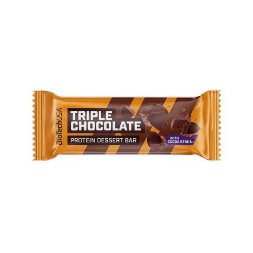 Fehérjeszelet, gluténmentes, 50g, BIOTECH USA "Protein Dessert Bar", Triple Chocolate