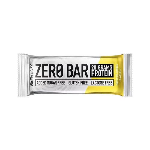 Fehérjeszelet, gluténmentes, 50g, BIOTECH USA "Zero Bar", csokoládé-banán