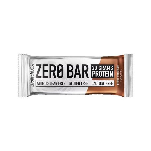 Fehérjeszelet, gluténmentes, 50g, BIOTECH USA "Zero Bar", dupla csokoládé
