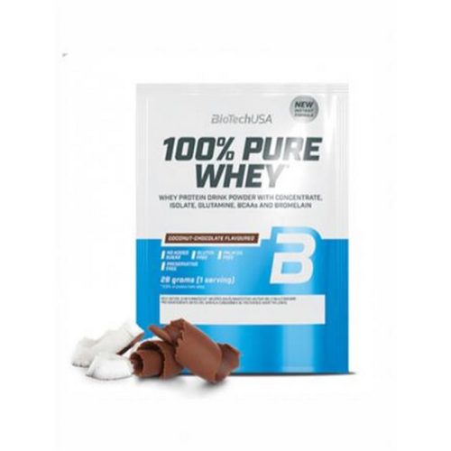 Tejsavó fehérjepor, 28g, BIOTECH USA "100% Pure Whey", kókusz-csokoládé