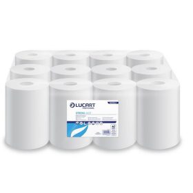   Törlőkendő, tekercses, belső adagolású, 2 rétegű, LUCART "Strong 14 CF", hófehér
