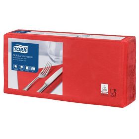   Szalvéta, 1/4 hajtogatott, 3 rétegű, 32,5x32,8 cm, Advanced, TORK "Soft Lunch", vörös