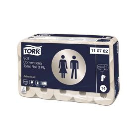  Toalettpapír, T4 rendszer, 3 rétegű, 12,5 cm átmérő, Advanced, TORK, fehér