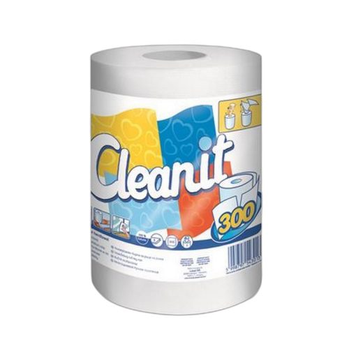 Törlőkendő, tekercses, univerzális, 2 rétegű, LUCART "CLEANIT 300", fehér