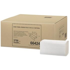   Kéztörlő, Z hajtás, 2 rétegű, 250 lap, H3 rendszer, Universal "Singlefold", natúr