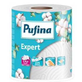   Háztartási papírtörlő, 3 rétegű, 225 lap, 1 tekercses, PUFINA "Expert"