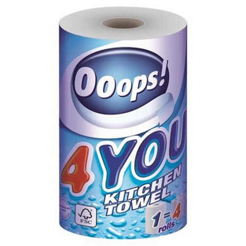 Háztartási papírtörlő, 2 rétegű, 200 lap, tekercses, OOOPS "4You"
