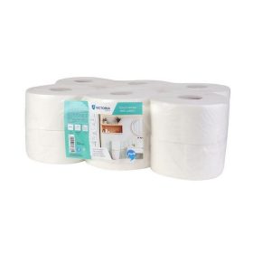   Toalettpapír, 2 rétegű, 19 cm átmérő, VICTORIA HYGIENE, "Fine Mini Jumbo", fehér