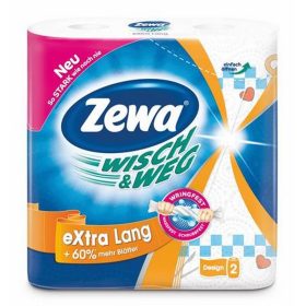   Háztartási papírtörlő, 2 rétegű, 2 tekercses, ZEWA "Wisch&Weg extra lang"