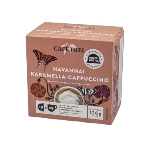 Kávékapszula, Dolce Gusto kompatibilis, 9 db, CAFE FREI "Havannai karamella-cappuccino"