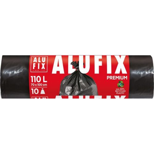 Szemeteszsák, extra erős, 110 l, 10 db, 70x110 cm, 33 µ, ALUFIX, fekete