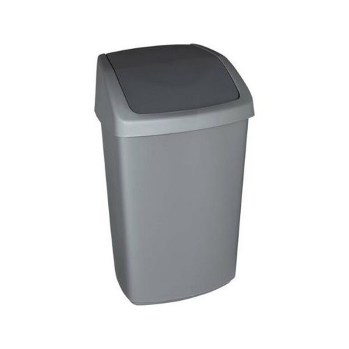 Billenős szemetes, 50 l, CURVER "Swing top", ezüst/grafit