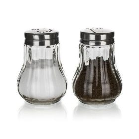   Asztali só-, borsszóró készlet, üveg és inox, 2 db, 7 cm "Mono"