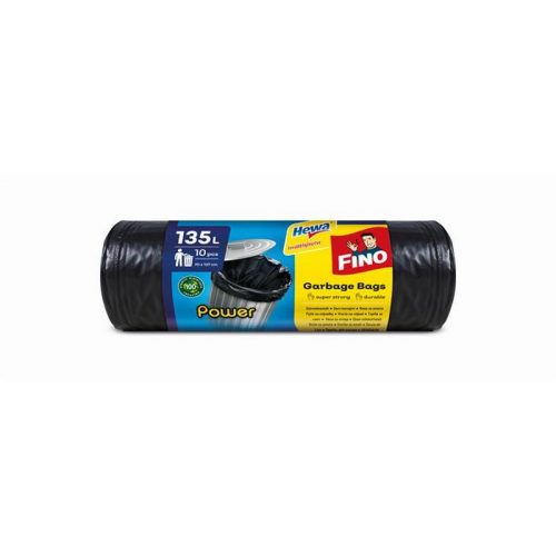 Szemeteszsák, 135 l, 10 db, 70x107 cm, 28 µ, FINO "Power", fekete