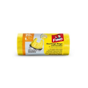   Szemeteszsák, köthető füles, 20 l, 30 db, 44x49 cm, 7 µ, FINO "Smart handles", sárga