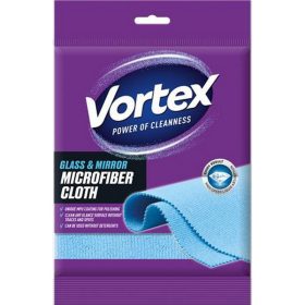   Törlőkendő, mikroszálas, üveg és tükör felületre, 35x35 cm, 1 db, VORTEX, kék