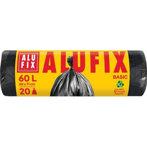 Szemeteszsák, 60 l, 20 db, 60x71 cm, 10 µ, ALUFIX "Economy", fekete