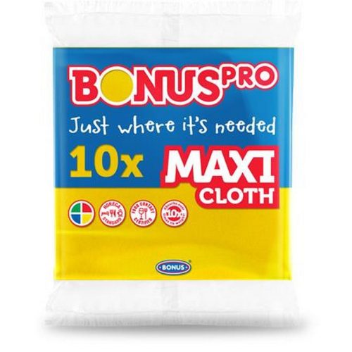 Törlőkendő, univerzális, 10 db, BONUS "MAXI", sárga