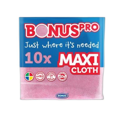 Törlőkendő, univerzális, 10 db, BONUS "MAXI", pink