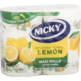   Kéztörlő, tekercses, 2 rétegű, 90 lap, "Nicky", citrom