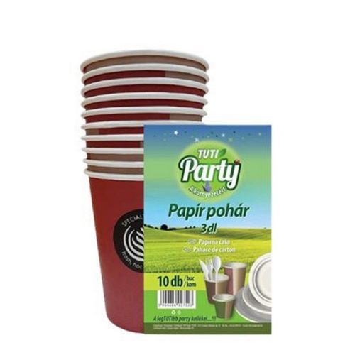 Papírpohár, 3 dl, 10 db, TUTI "Party"