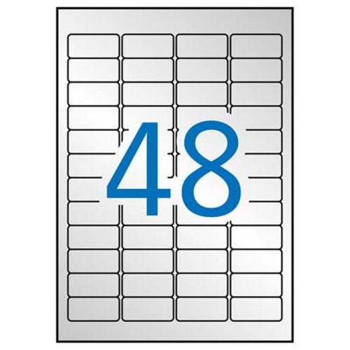Etikett, 45,7x21,2 mm, poliészter, időjárásálló, kerekített sarkú, APLI, ezüst, 960 etiket...