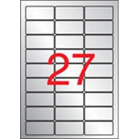   Etikett, 63,5x29,6 mm, poliészter, időjárásálló, kerekített sarkú, APLI, ezüst, 540 etiket...