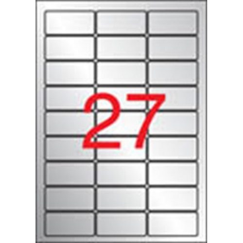 Etikett, 63,5x29,6 mm, poliészter, időjárásálló, kerekített sarkú, APLI, ezüst, 540 etiket...