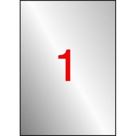   Etikett, 210x297 mm, poliészter, időjárásálló, APLI, ezüst, 20 etikett/csomag